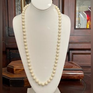 Faux ivory bead 30 inch long necklace